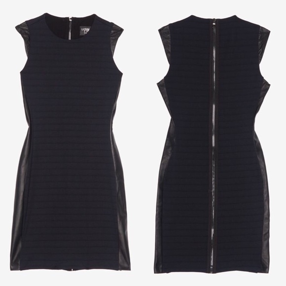 La Pina David Helwani Black Leather Trim Dress S - Picture 4 of 5